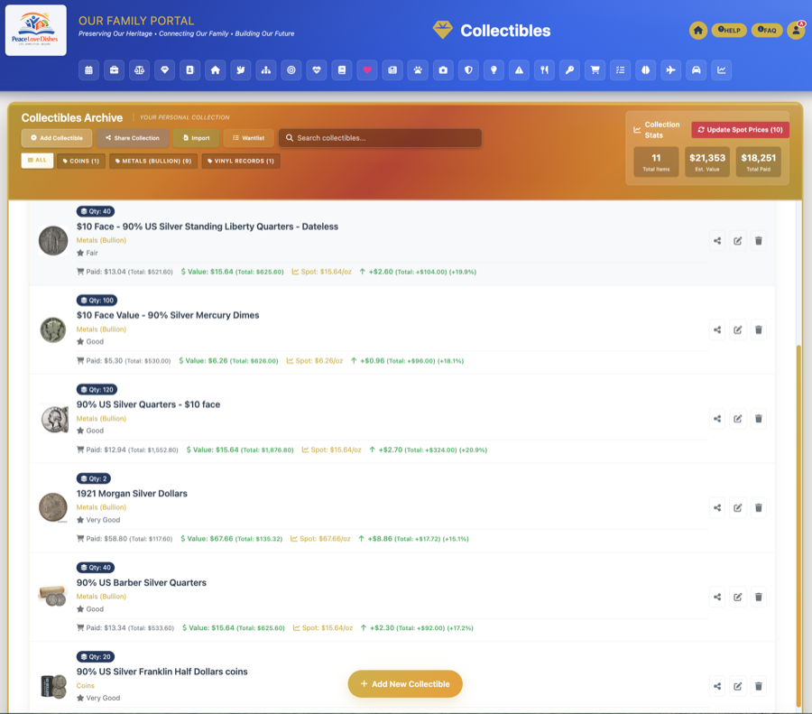 Collectibles Archive screenshot