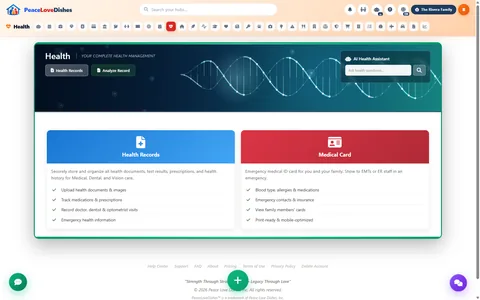 Health Records — PeaceLoveDishes portal screen