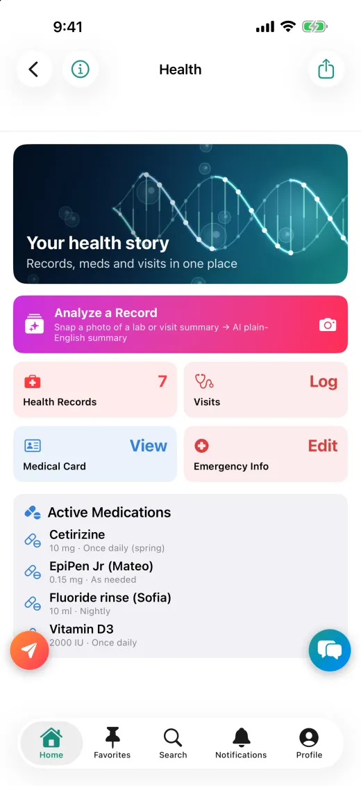 PeaceLoveDishes health screen on iPhone
