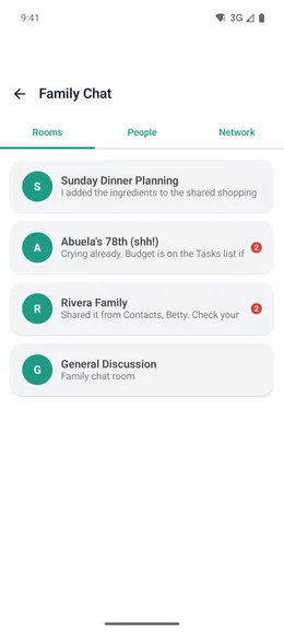 Family chat — PeaceLoveDishes app